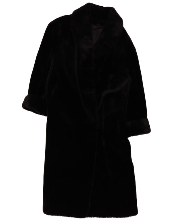 Sobretudo feminino vintage de pele sintética grande Reino Unido 14/16 grande preto modal