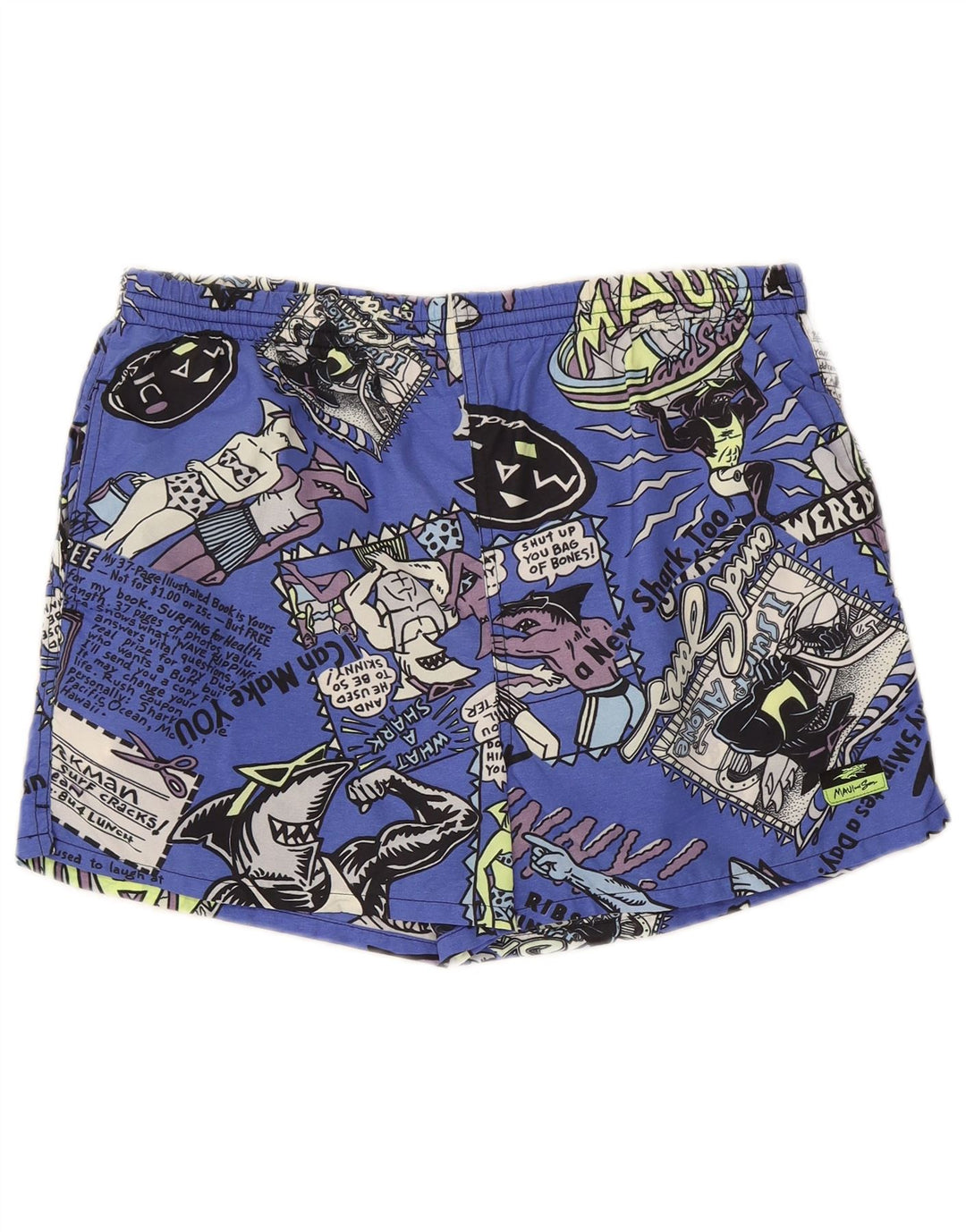 Maui and Sons Shorts de natação masculino gráfico médio azul nylon