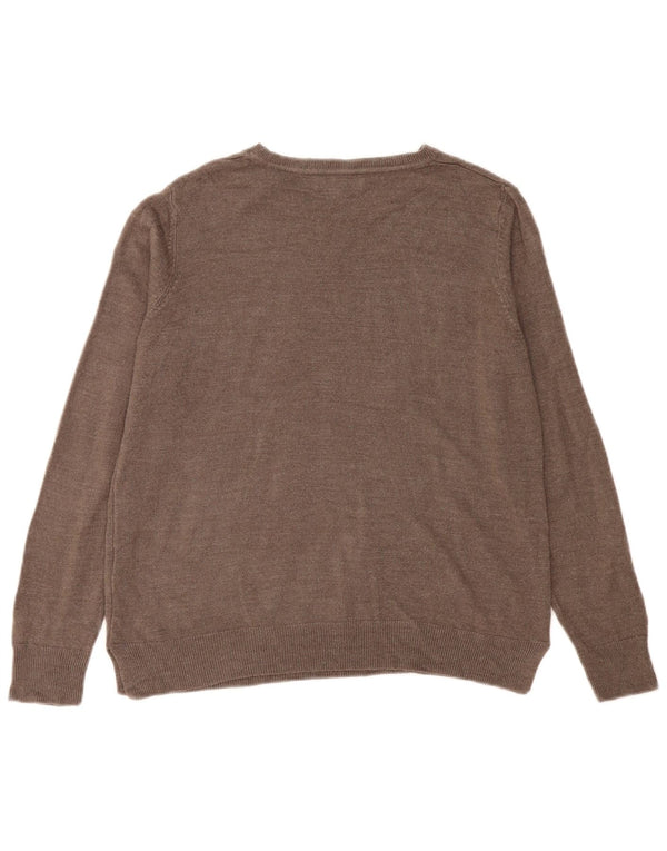 Suéter feminino Marks & Spencer com gola canoa Reino Unido 14 grande acrílico marrom