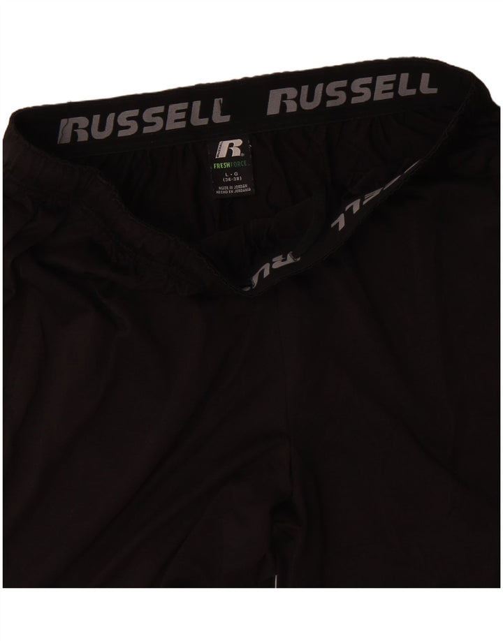 Shorts esportivos masculinos RUSSELL ATLÉTICOS grandes de poliéster preto