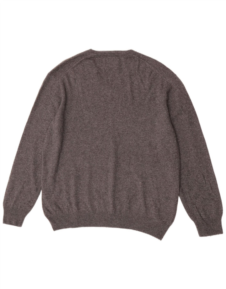 Suéter masculino Marks & Spencer Blue Harbor com decote em V XL lã cinza