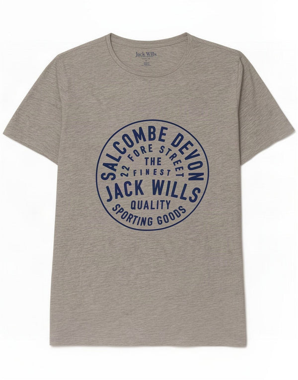 Jack Wills Mens Classic Fit Graphic Camiseta Top Algodão Cinza Médio