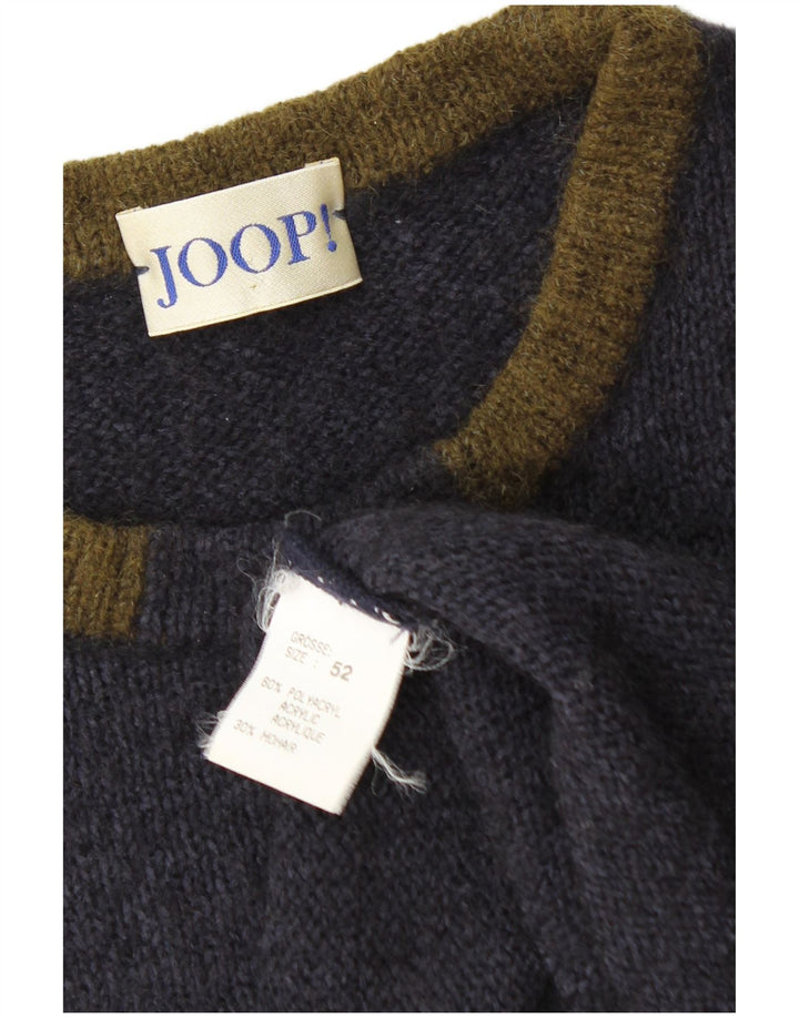 Suéter masculino Joop com gola redonda IT 52 grande bloco colorido azul marinho