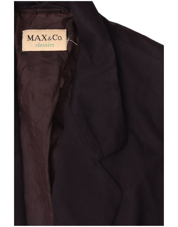 Jaqueta blazer feminina de 2 botões Max & Co. Reino Unido 12 algodão azul marinho médio