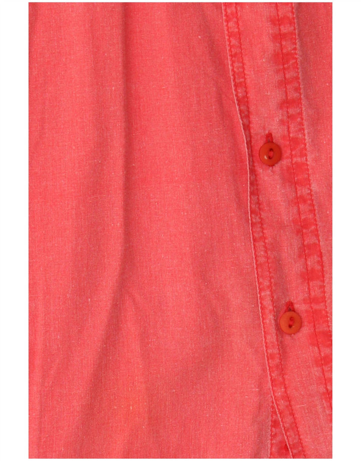 Camisa masculina vintage com ajuste relaxado grande rosa algodão