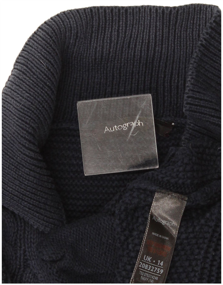 Suéter feminino Marks & Spencer Autograph Cardigan Reino Unido 14 grande azul marinho