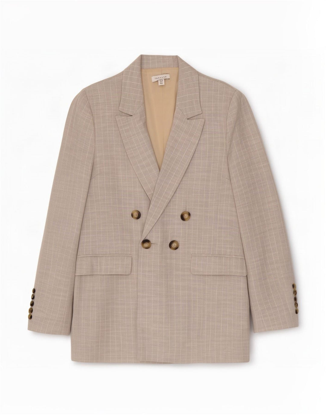 Jaqueta blazer feminina Topshop com peito duplo Reino Unido 12 listrado cinza médio