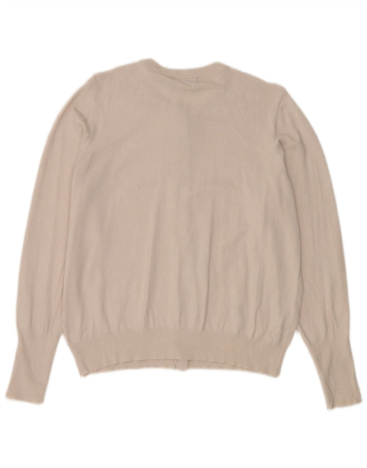 Suéter cardigã feminino Marks & Spencer Reino Unido 16 grande viscose bege