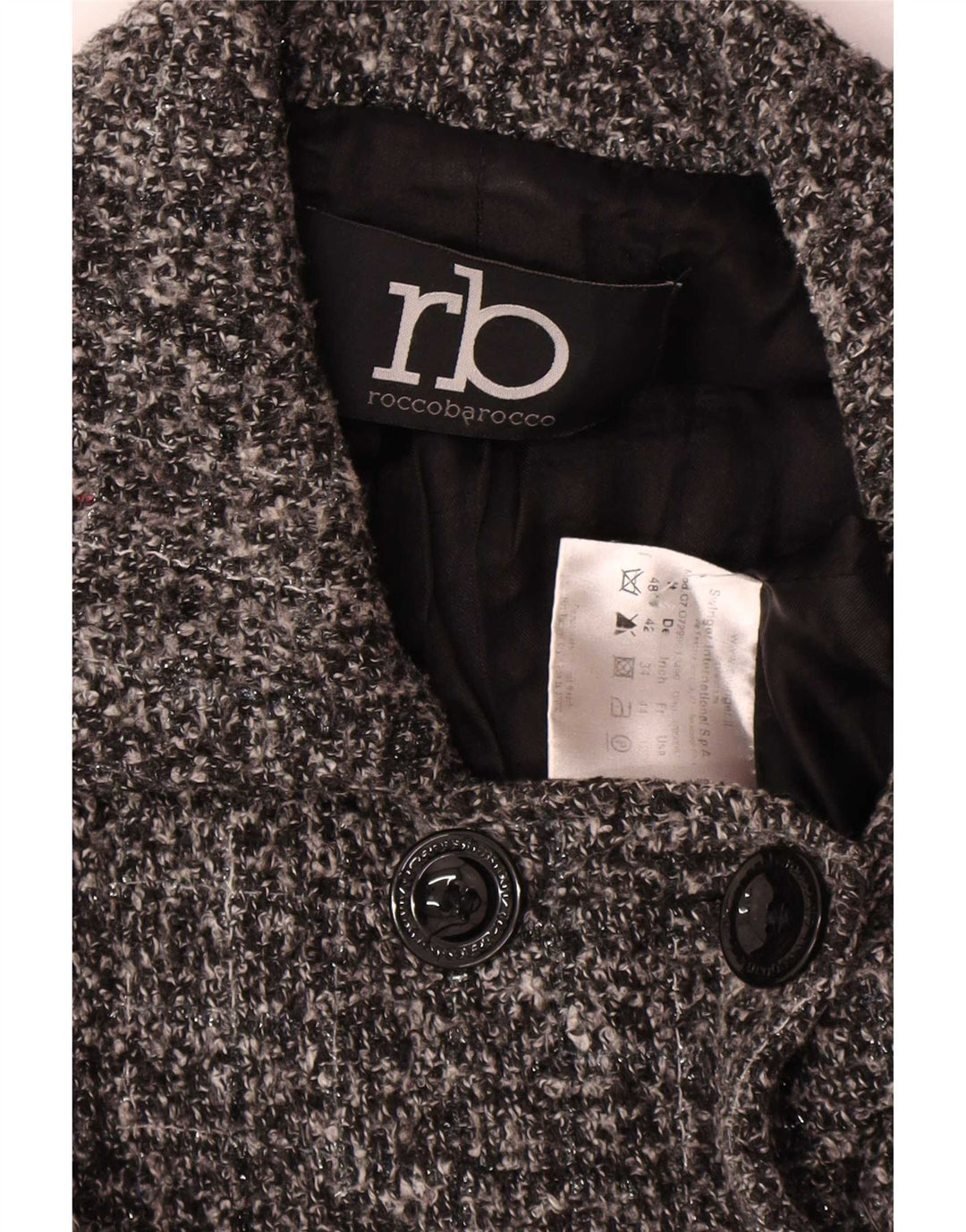 Roccobarocco Pea Coat feminino IT 48 XL poliéster manchado cinza