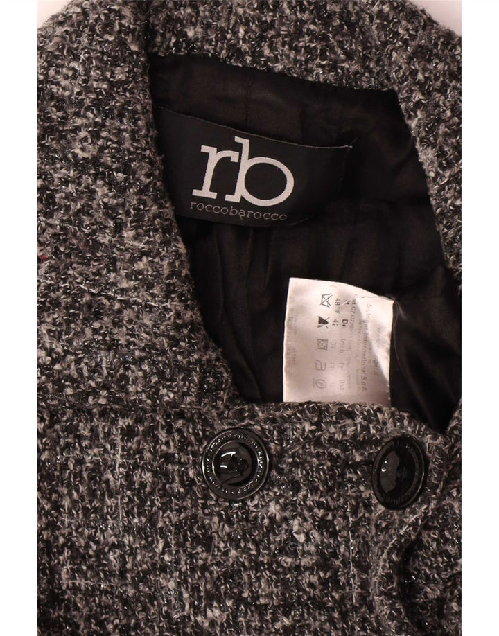 Roccobarocco Pea Coat feminino IT 48 XL poliéster manchado cinza