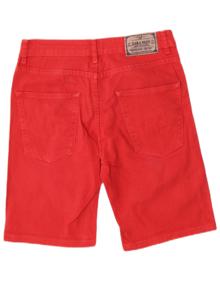 Zara Mens Denim Shorts EU 40 Médio W31 Vermelho