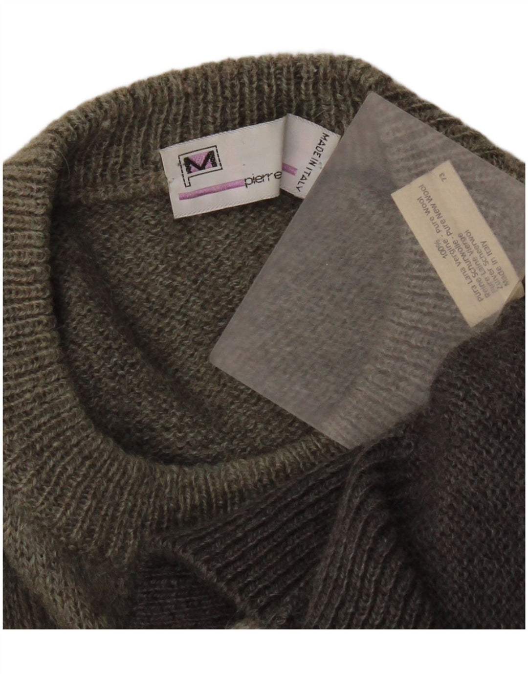 Suéter masculino Pierre Monet com gola redonda e lã virgem geométrica cinza XL