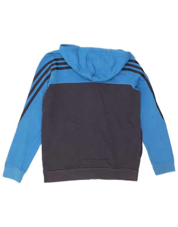 Suéter Adidas Boys Zip com capuz 11-12 anos azul colorblock algodão