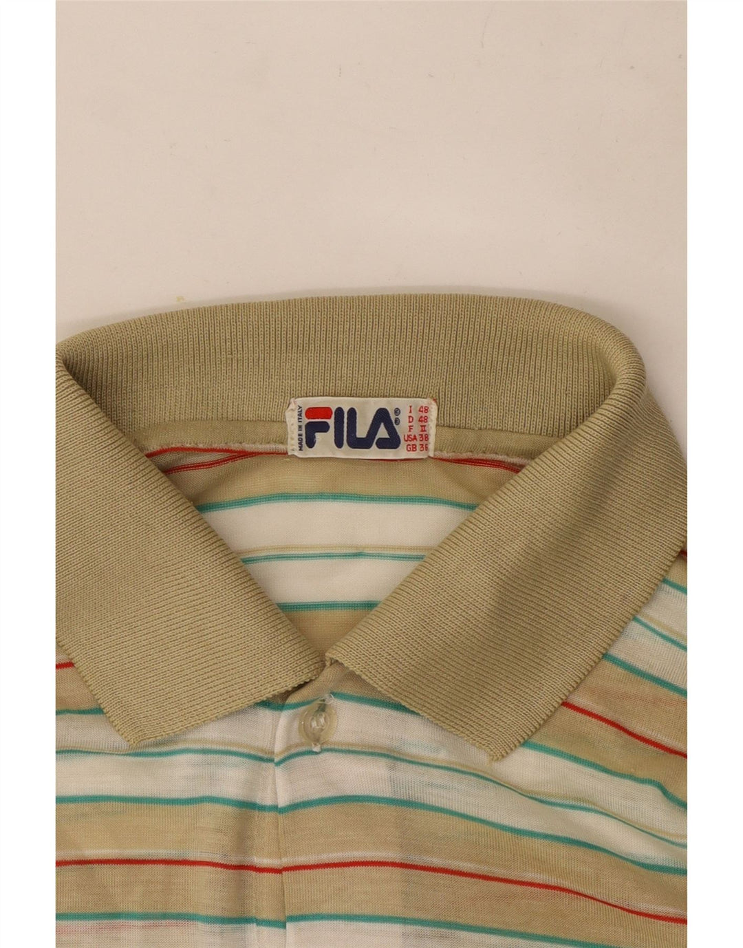 Camisa polo masculina Fila UK 36 pequena listrada multicolorida