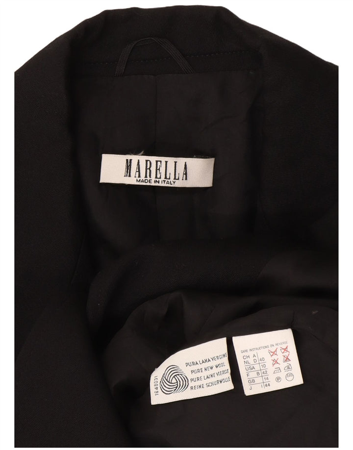 Jaqueta blazer feminina Marella com 1 botão Reino Unido 14 grande lã preta