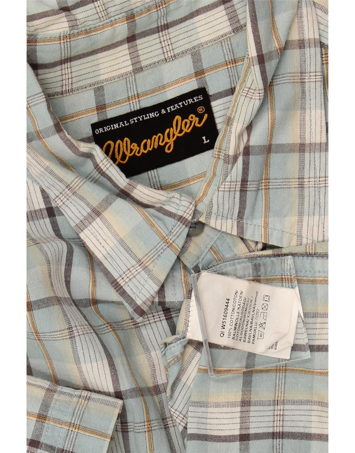 Camisa masculina de manga curta WRANGLER grande algodão xadrez azul