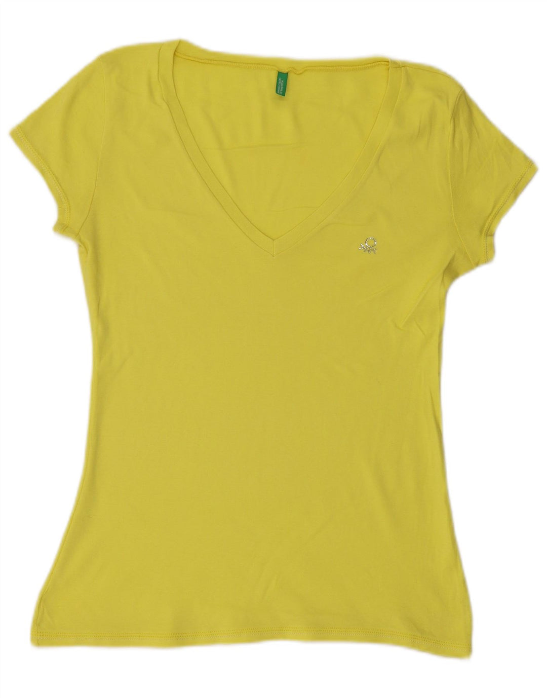 Camiseta feminina Benetton UK 10 pequena amarela