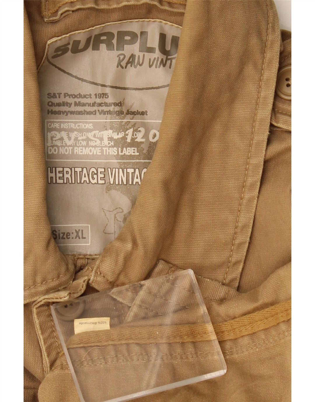 Jaqueta militar masculina SURPLUS UK 42 XL algodão bege
