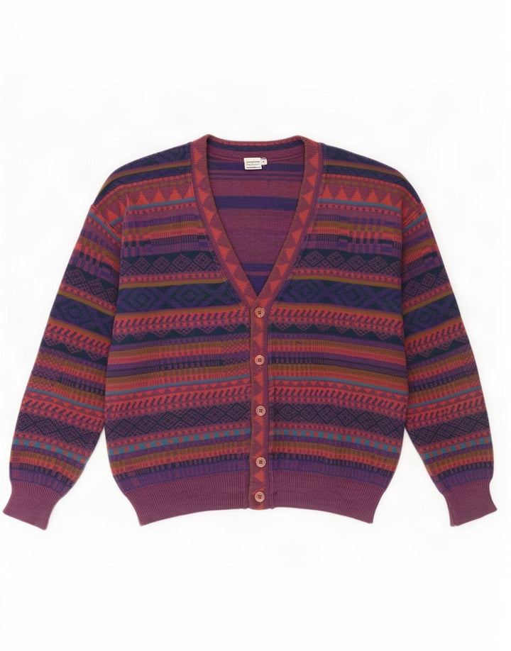 Suéter Cardigan Masculino Vintage IT 50 Médio Multicolorido Geométrico