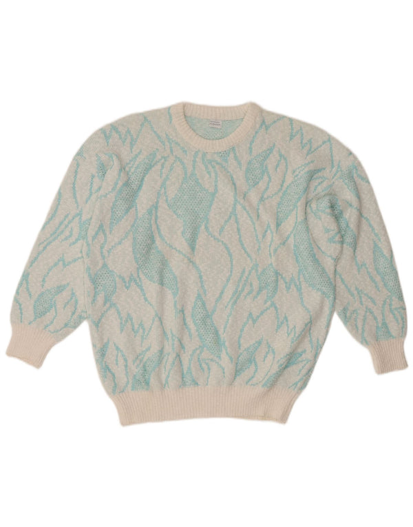 Suéter feminino VINTAGE com gola redonda IT 50 XL turquesa colorblock