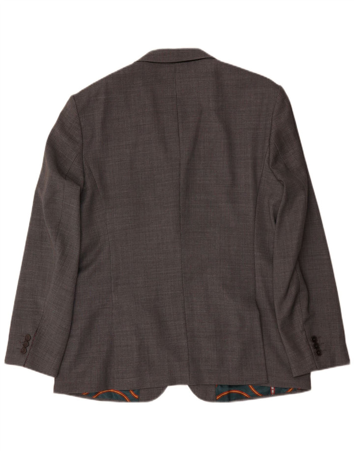 Jaqueta blazer masculina Ted Baker regular fit com 2 botões Reino Unido 44 2XL lã cinza