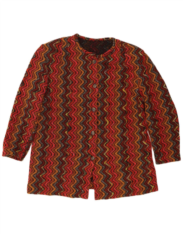 Jaqueta blazer vintage feminina com 5 botões Reino Unido 16 grande listrada vermelha
