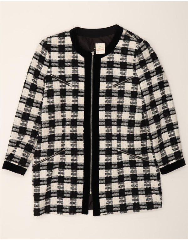 Jaqueta Blazer Longline Feminina Meico EU 42 Poliéster Xadrez Preto Grande