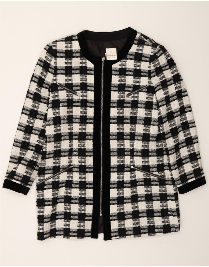 Jaqueta Blazer Longline Feminina Meico EU 42 Poliéster Xadrez Preto Grande