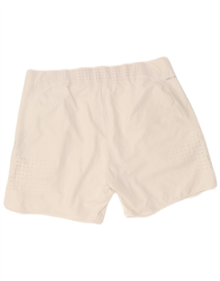 Shorts esportivos femininos Nike Dri Fit UK 16 grande poliéster branco