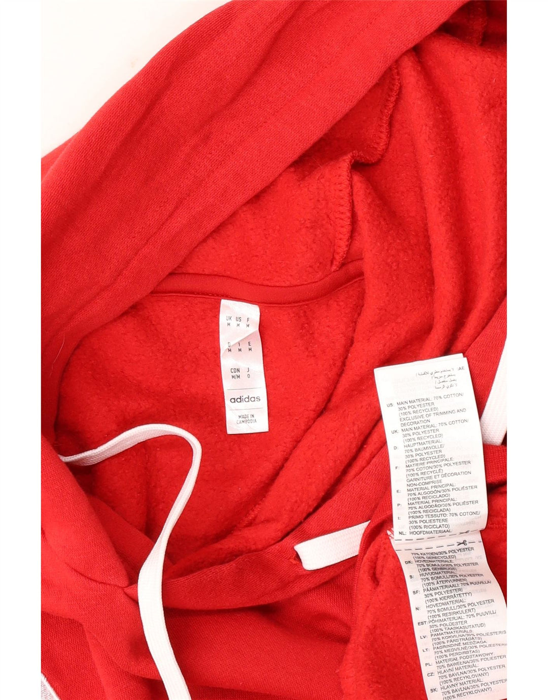 Adidas Mens Hoodie Jumper Médio Algodão Vermelho