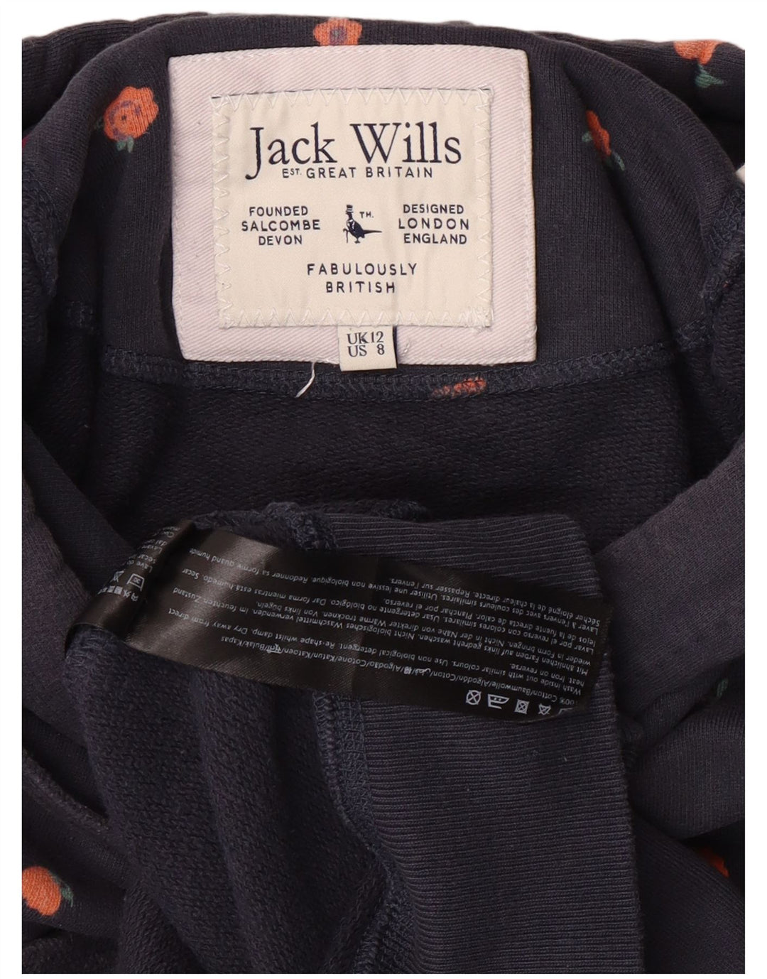 Jack Wills moletom feminino com capuz gráfico Reino Unido 12 algodão azul marinho médio
