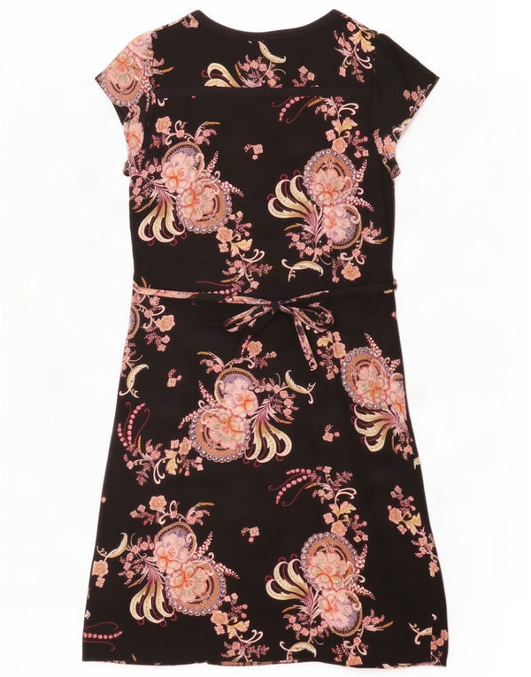 Vestido bainha feminino Monsoon Reino Unido 16 grande viscose floral preta