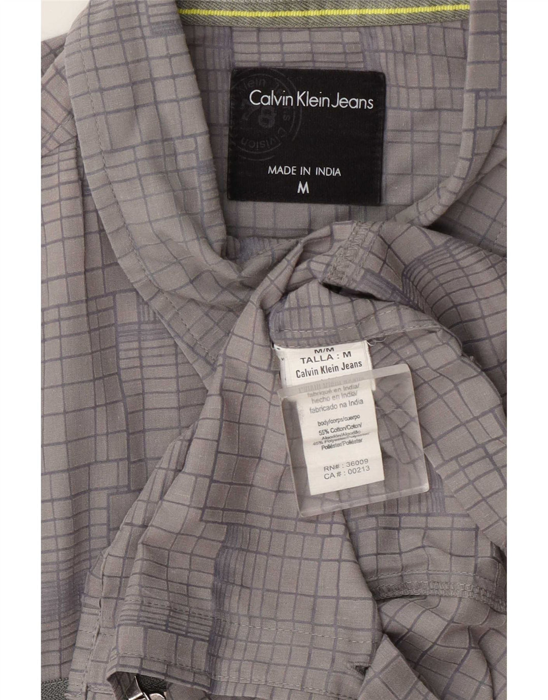 Camisa masculina Calvin Klein Jeans cinza médio xadrez algodão