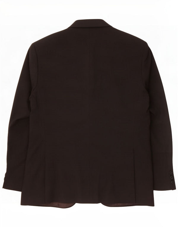 Jaqueta blazer masculina de 2 botões Marks & Spencer Reino Unido 52 3XL poliéster preto