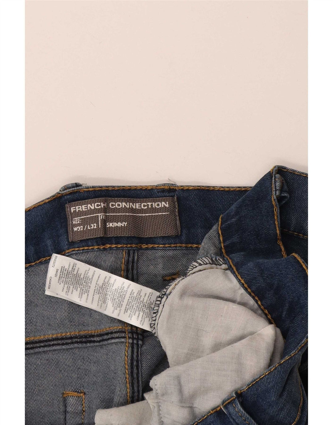Shorts jeans skinny masculino French Connection W32 algodão azul médio