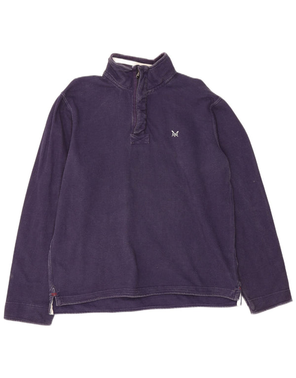 Crew Clothing Mens Zip Neck Moletom Jumper XL Azul Marinho Algodão