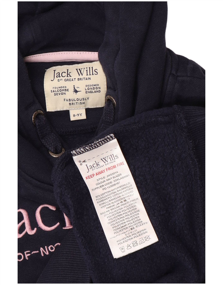 JACK WILLS Suéter gráfico feminino com capuz, 8-9 anos, azul marinho, algodão