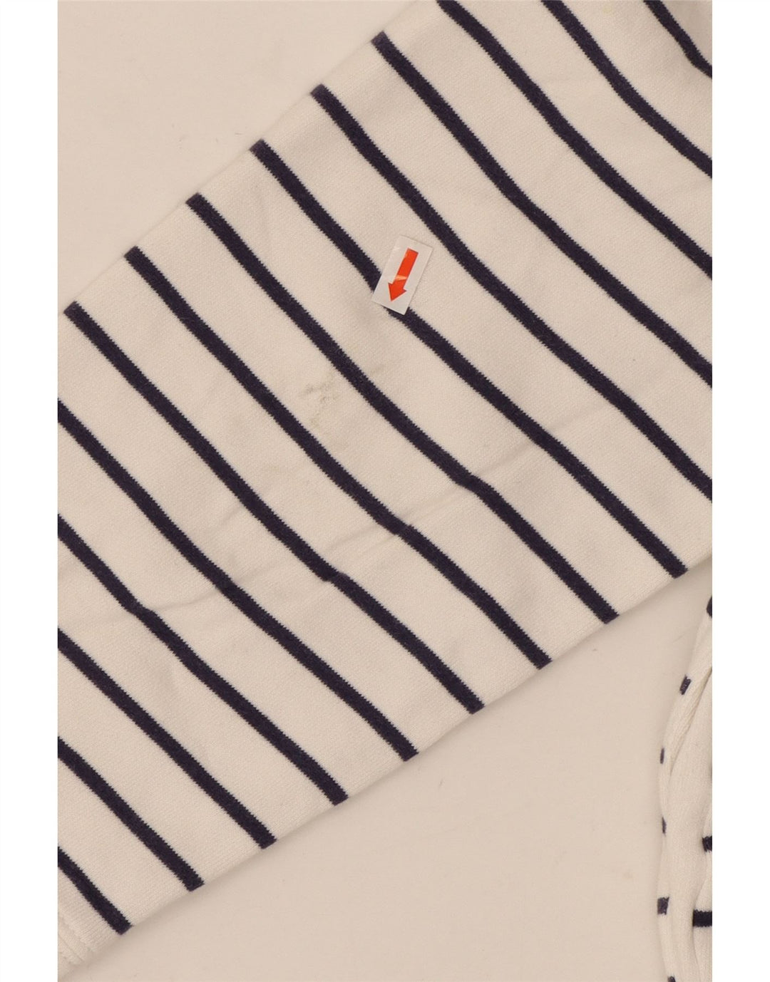 CREW CLOTHING Suéter feminino com gola e zíper UK 14 listrado branco grande