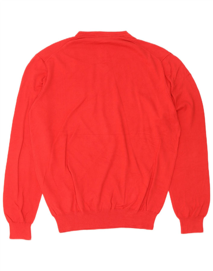 Suéter masculino Trussardi com decote em V grande algodão vermelho