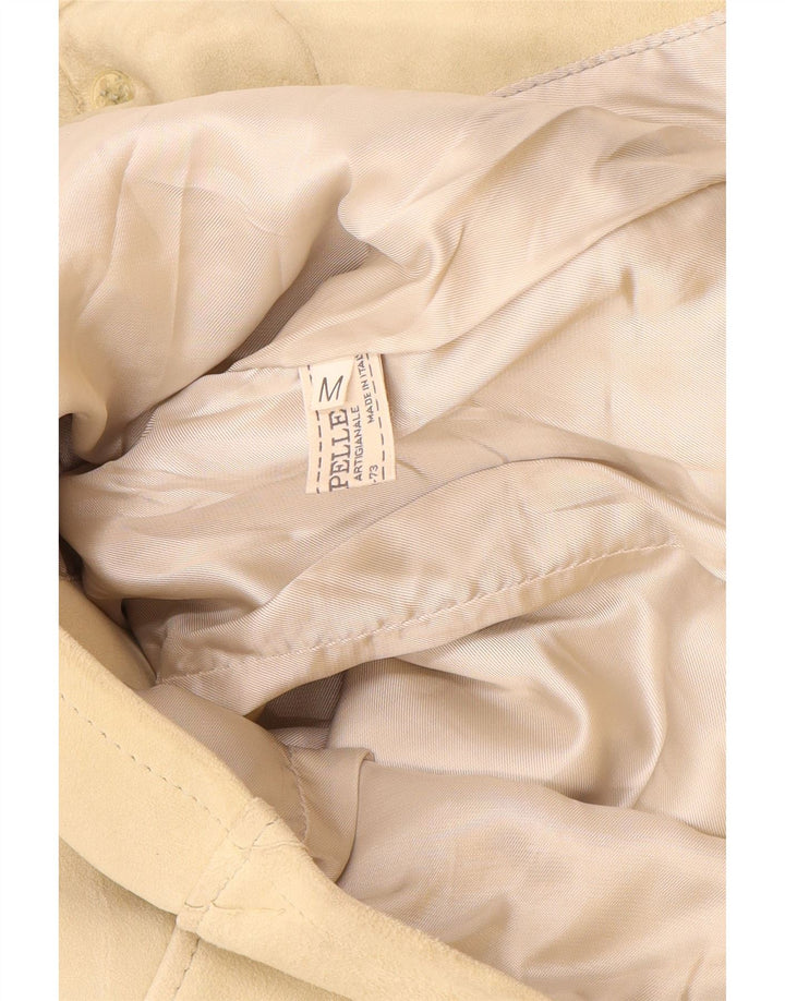 Jaqueta de camurça feminina vintage Reino Unido 12 couro bege médio