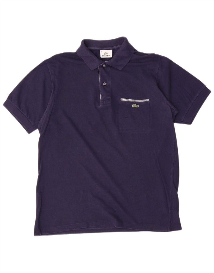 Camisa polo masculina Lacoste tamanho 3 pequeno algodão azul marinho