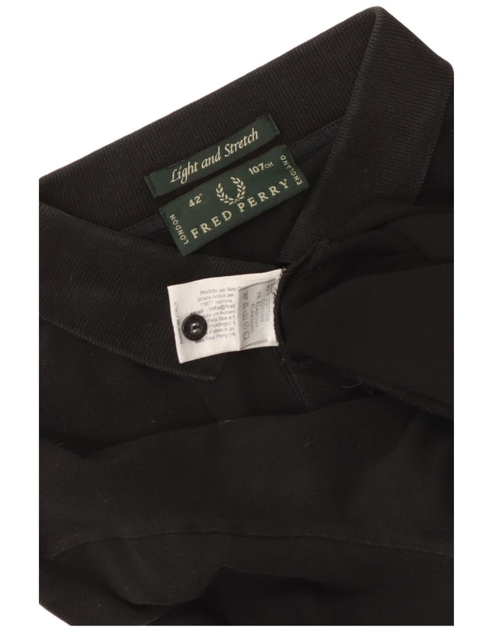 Camisa polo masculina de manga comprida Fred Perry de algodão preto médio