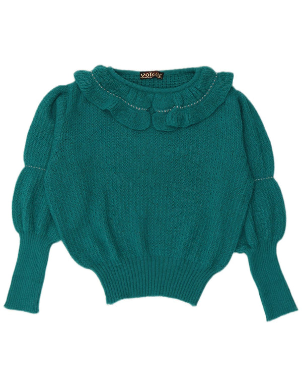 Suéter feminino vintage com gola canoa IT 46 Mohair verde grande