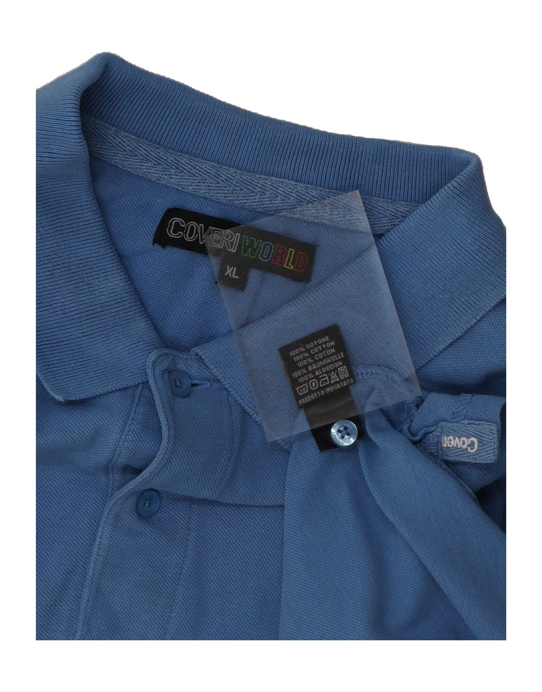 COVERI Mens Polo Shirt Large Blue Cotton Vintage Coveri and Second-Hand Coveri from Messina Hembry 