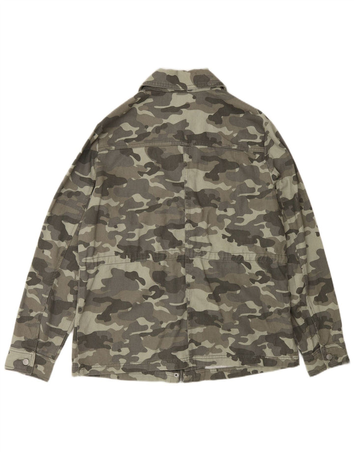 Jaqueta militar feminina M&Co UK 12 algodão camuflado verde médio