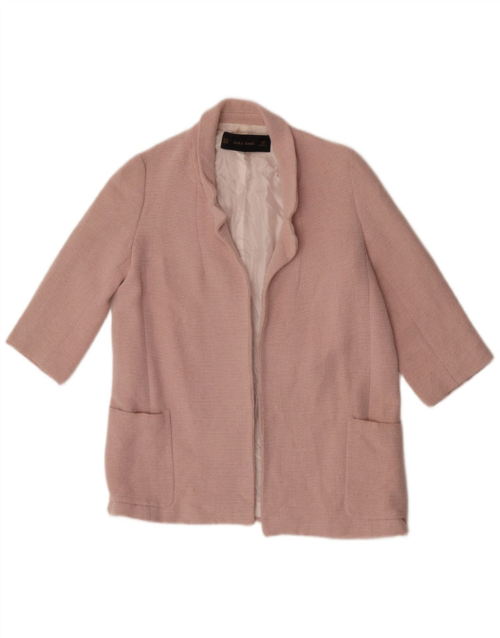 ZARA Jaqueta Blazer Feminina Manga 3/4 Aberta Reino Unido 6 XS Rosa