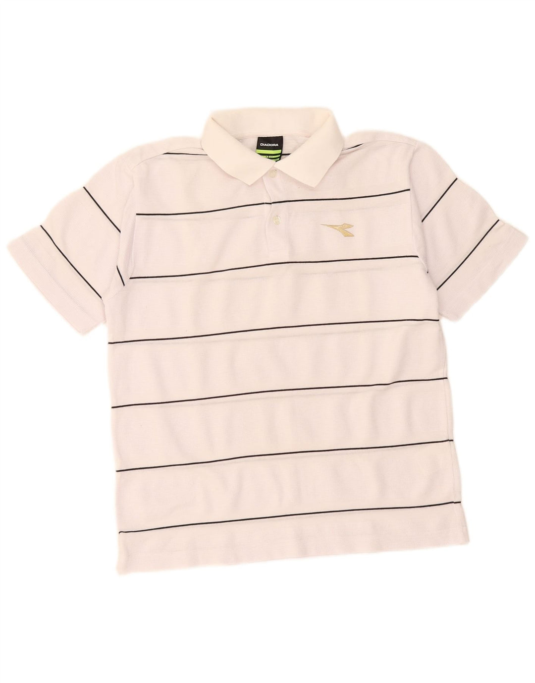 Camisa polo masculina Diadora pequena listrada branca