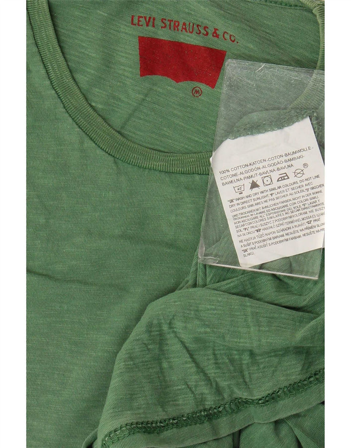 Camiseta masculina Levi's Top de algodão manchado verde médio