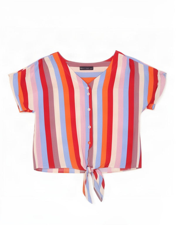 Blusa feminina Marks & Spencer Crop Shirt Reino Unido 10 pequena multicolorida