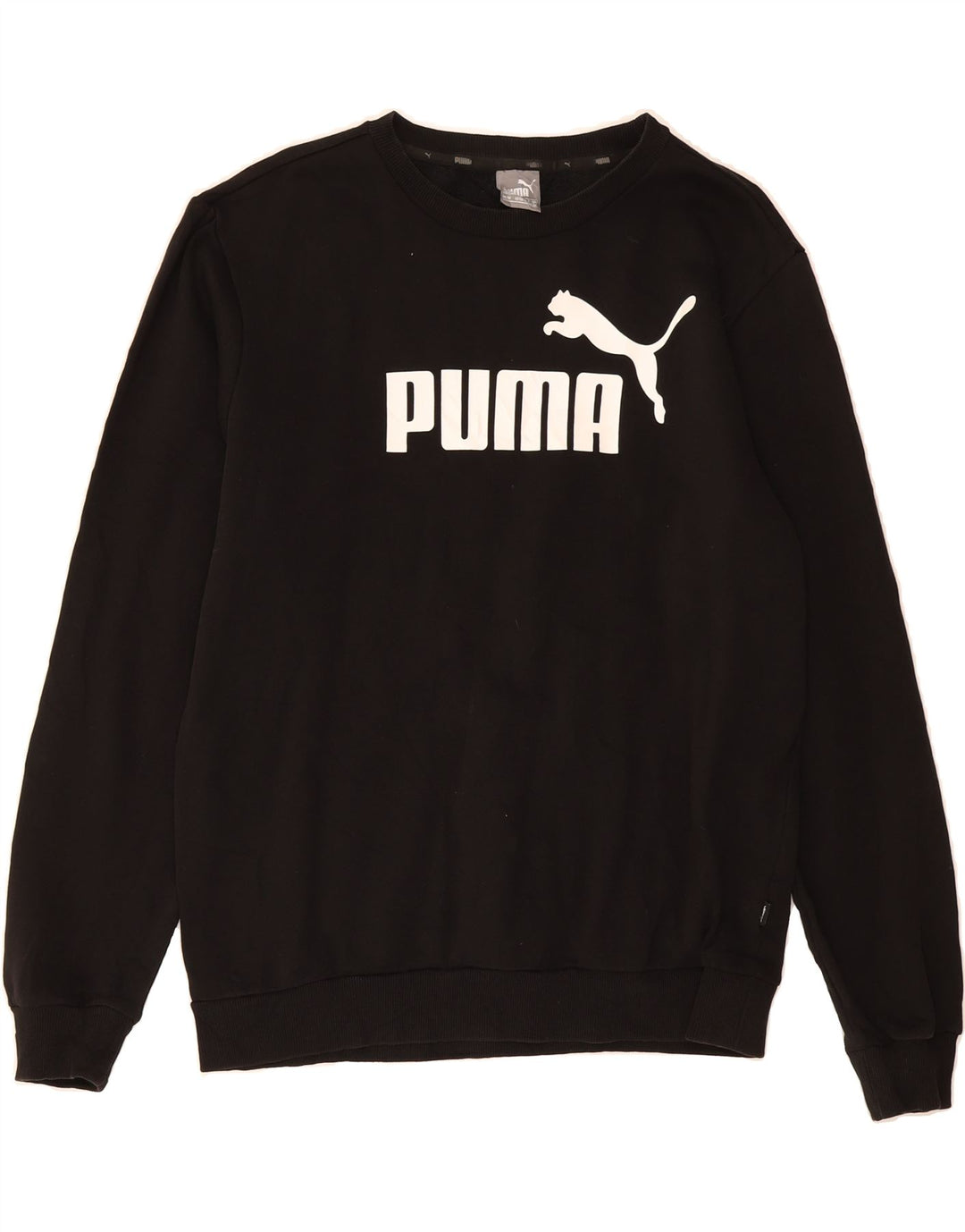 PUMA Mens Graphic Sweatshirt Jumper Medium Black Cotton Vintage Puma and Second-Hand Puma from Messina Hembry 